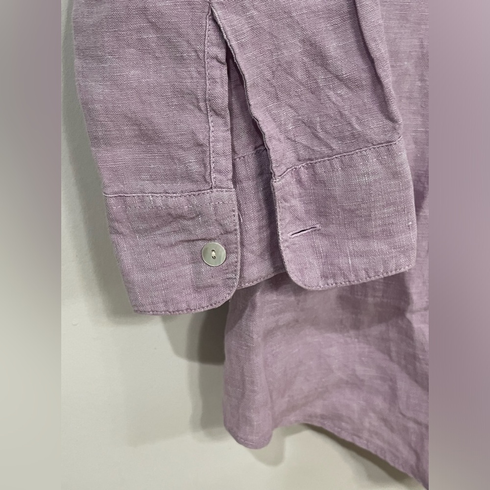 L.L. Bean Lavender Linen Button-Up Shirt, size medium - Picture 3 of 6